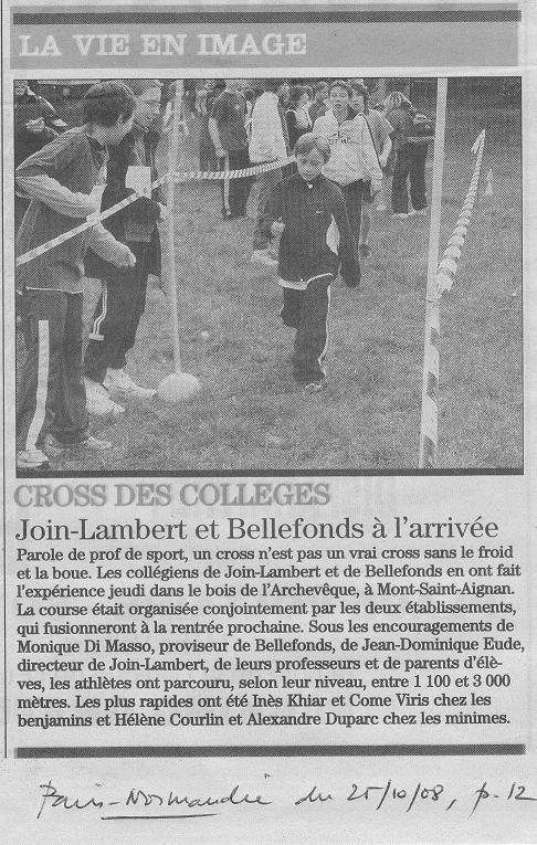 Article Paris-Normandie Cross des Collèges